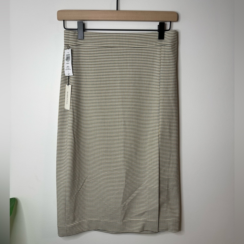 Aritzia Babaton Skirt Pencil Plaid Cream/Yellow/Brown/Grey - Size 6